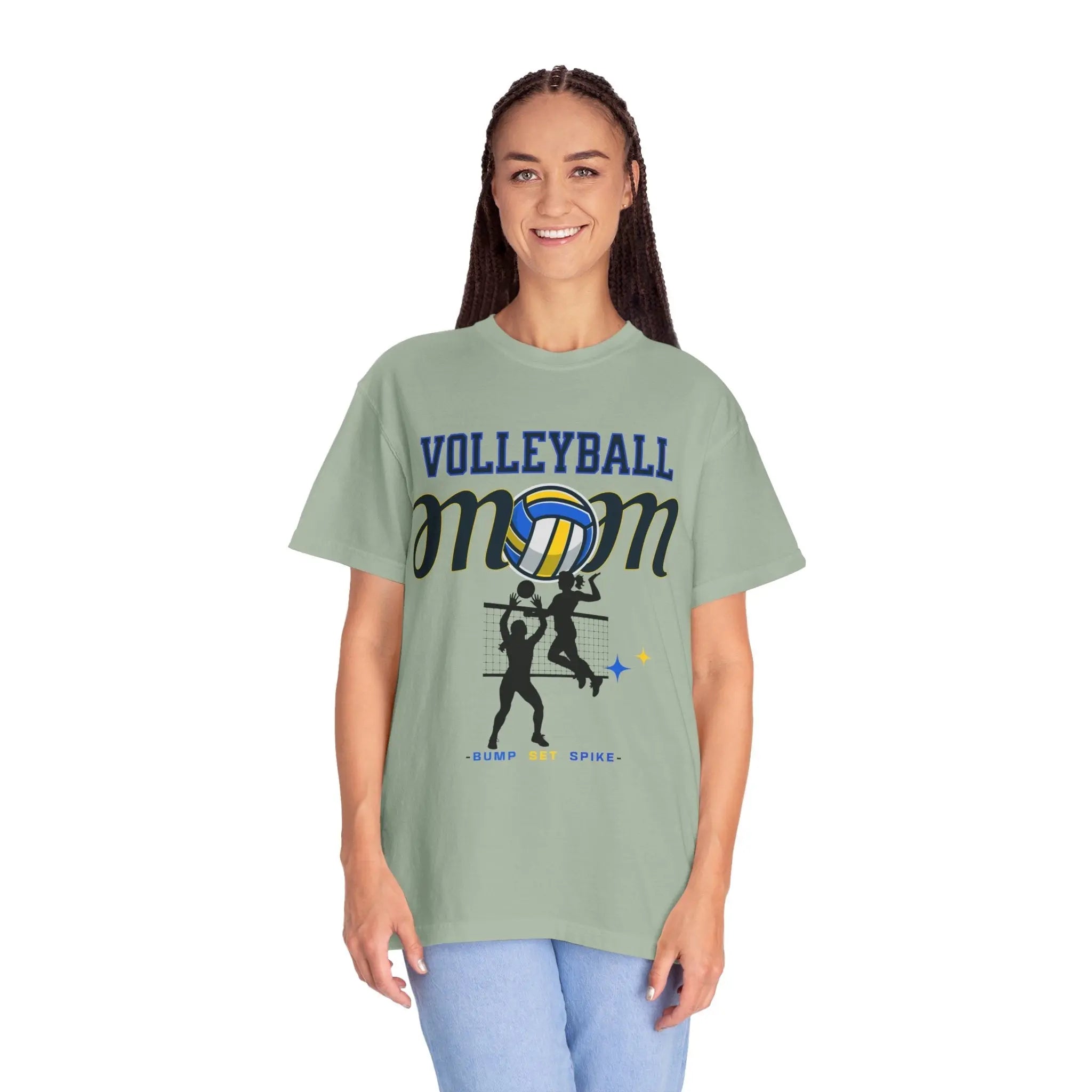 Volleyball Mom T-Shirt – Bump Set Spike Graphic Tee Printify