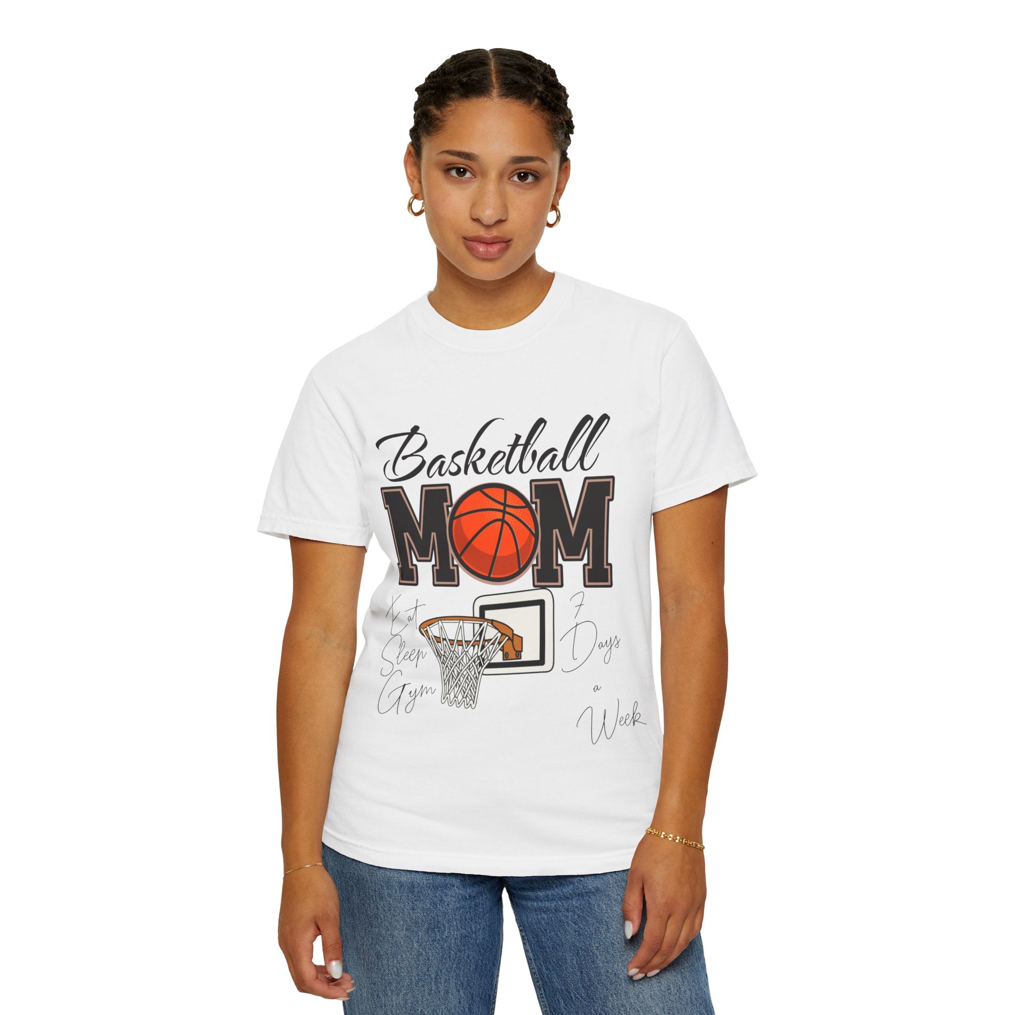 Basketball Mom T-Shirt — Graphic Basketball & Hoop Tee for Proud Moms