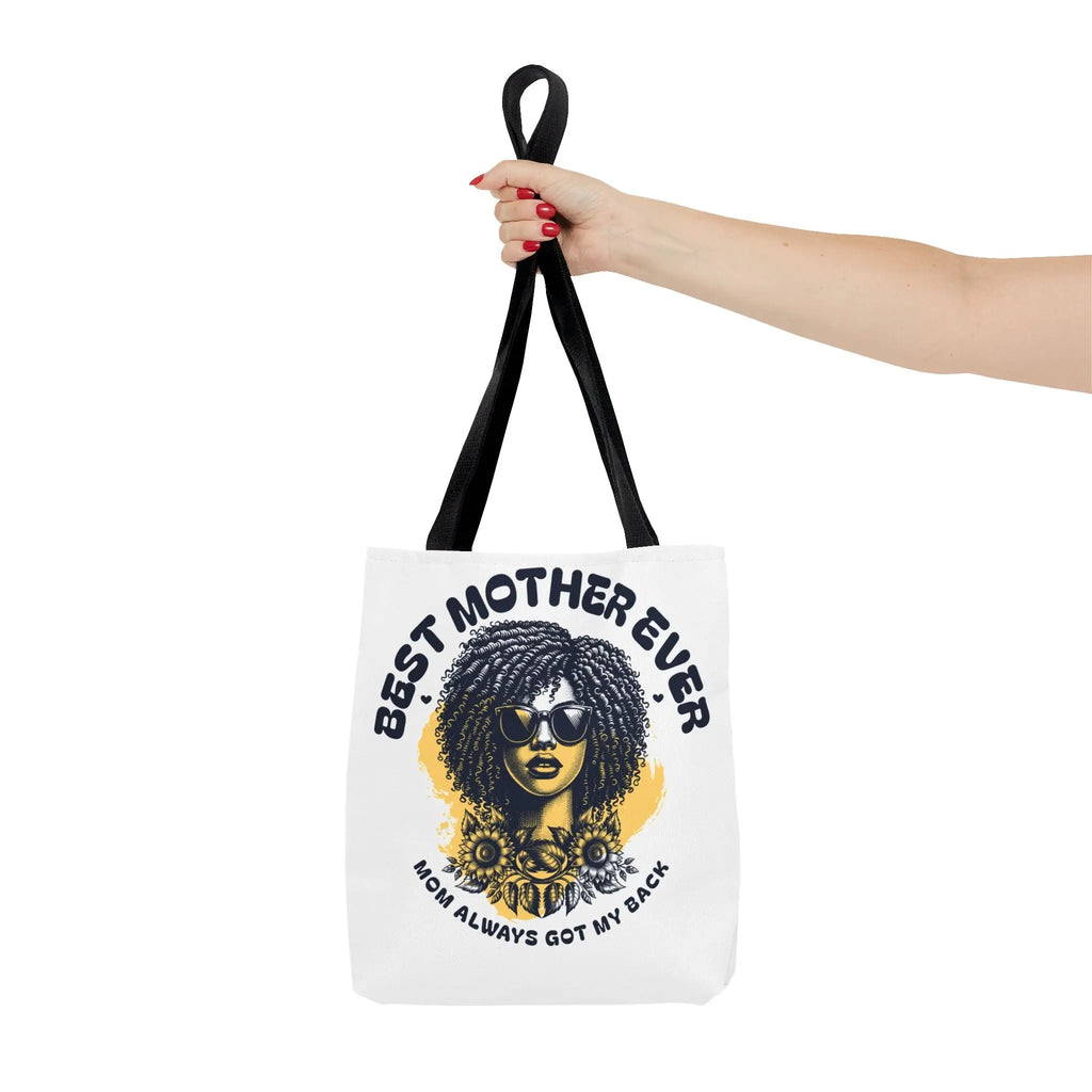 Best Mother Ever Tote Bag — "Mom Always Got My Back" Floral Afro Woman Gift Printify
