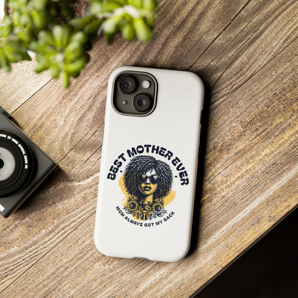 Phone Case — "Best Mother Ever" Afro Woman Protective Tough Case Printify