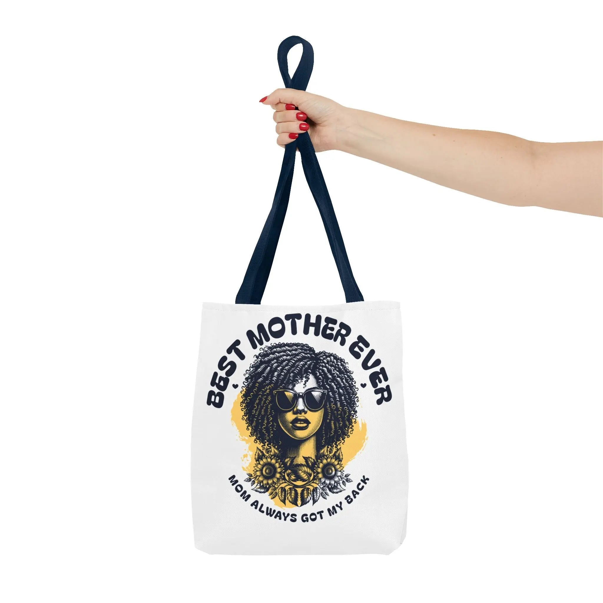 Best Mother Ever Tote Bag — "Mom Always Got My Back" Floral Afro Woman Gift Printify