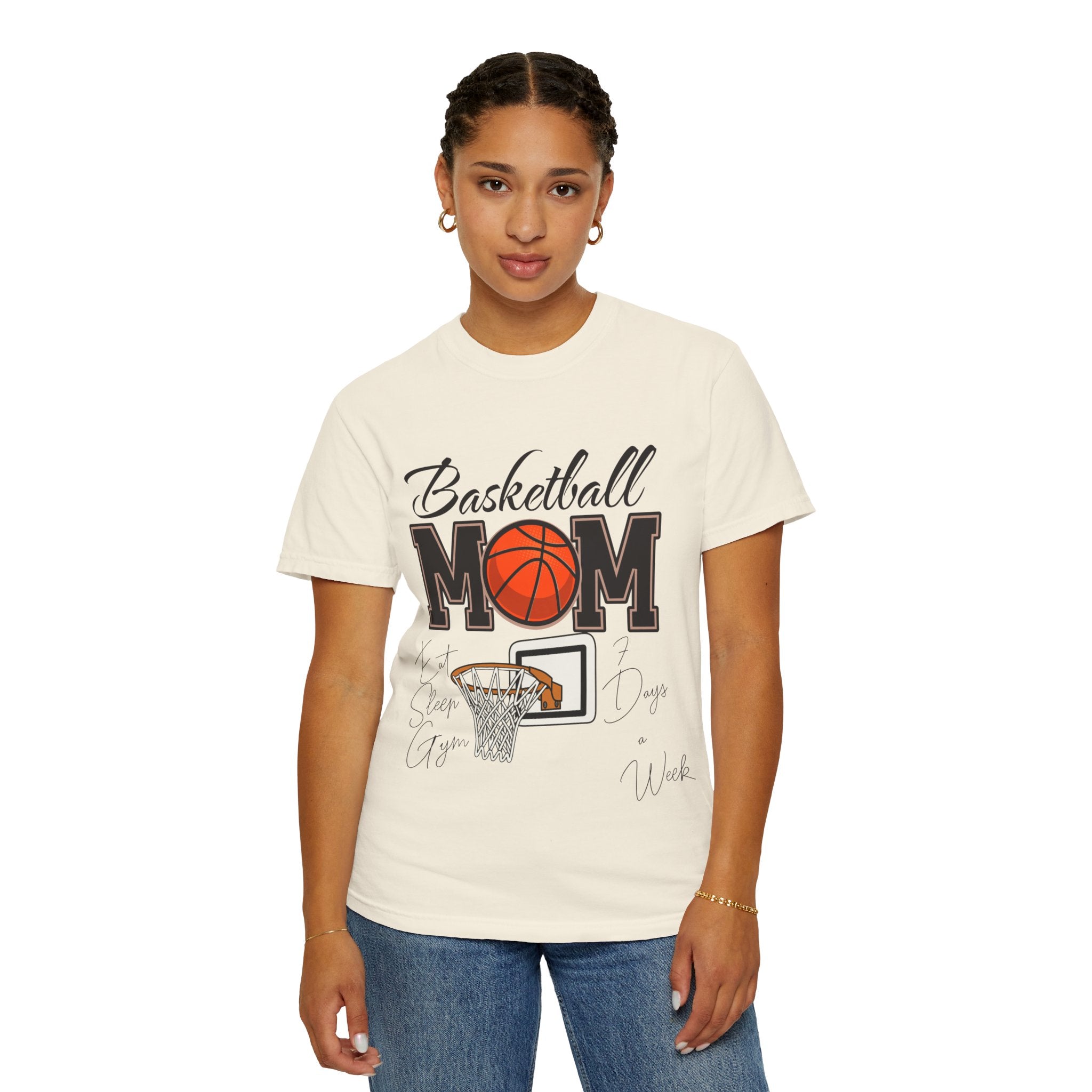 Basketball Mom T-Shirt — Graphic Basketball & Hoop Tee for Proud Moms