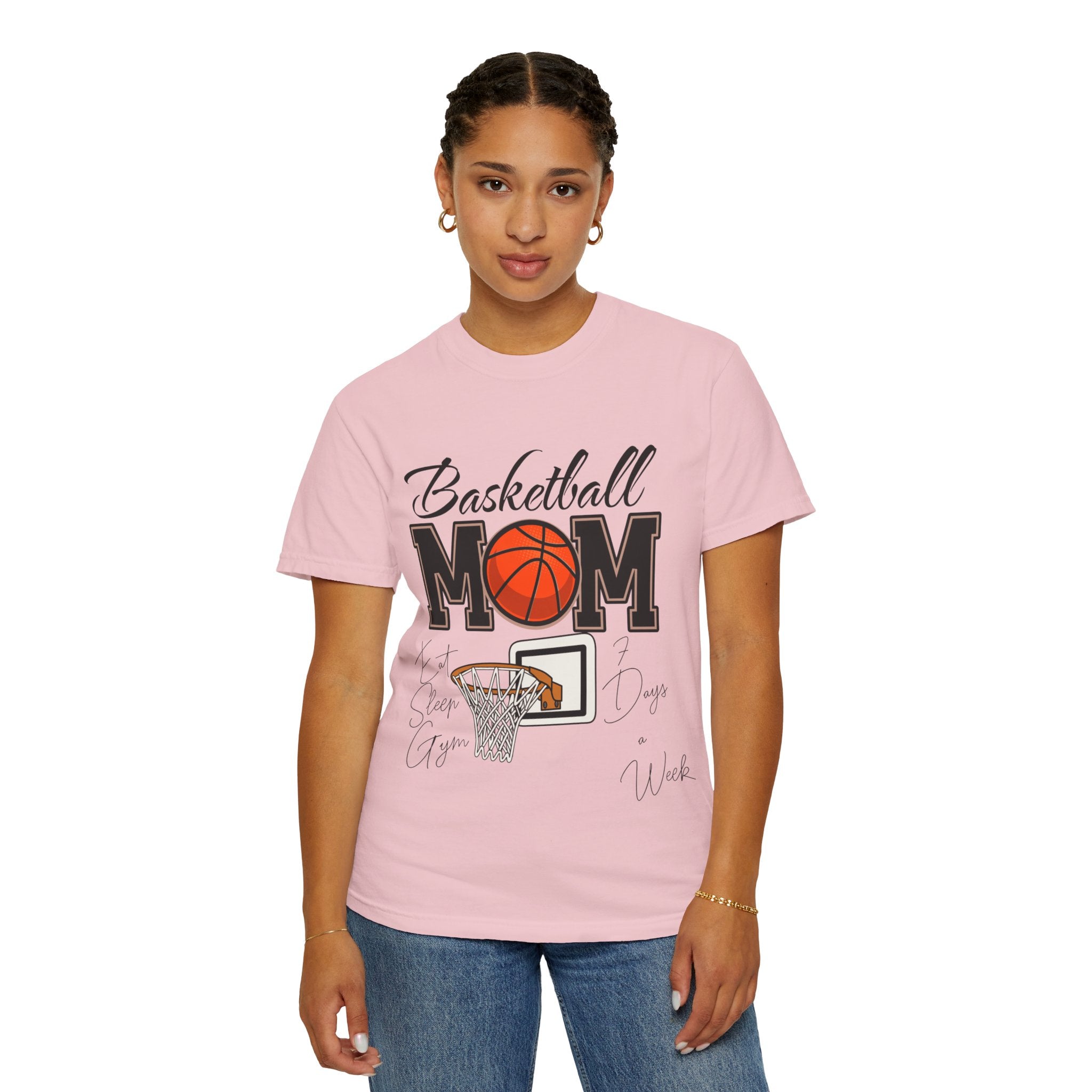 Basketball Mom T-Shirt — Graphic Basketball & Hoop Tee for Proud Moms