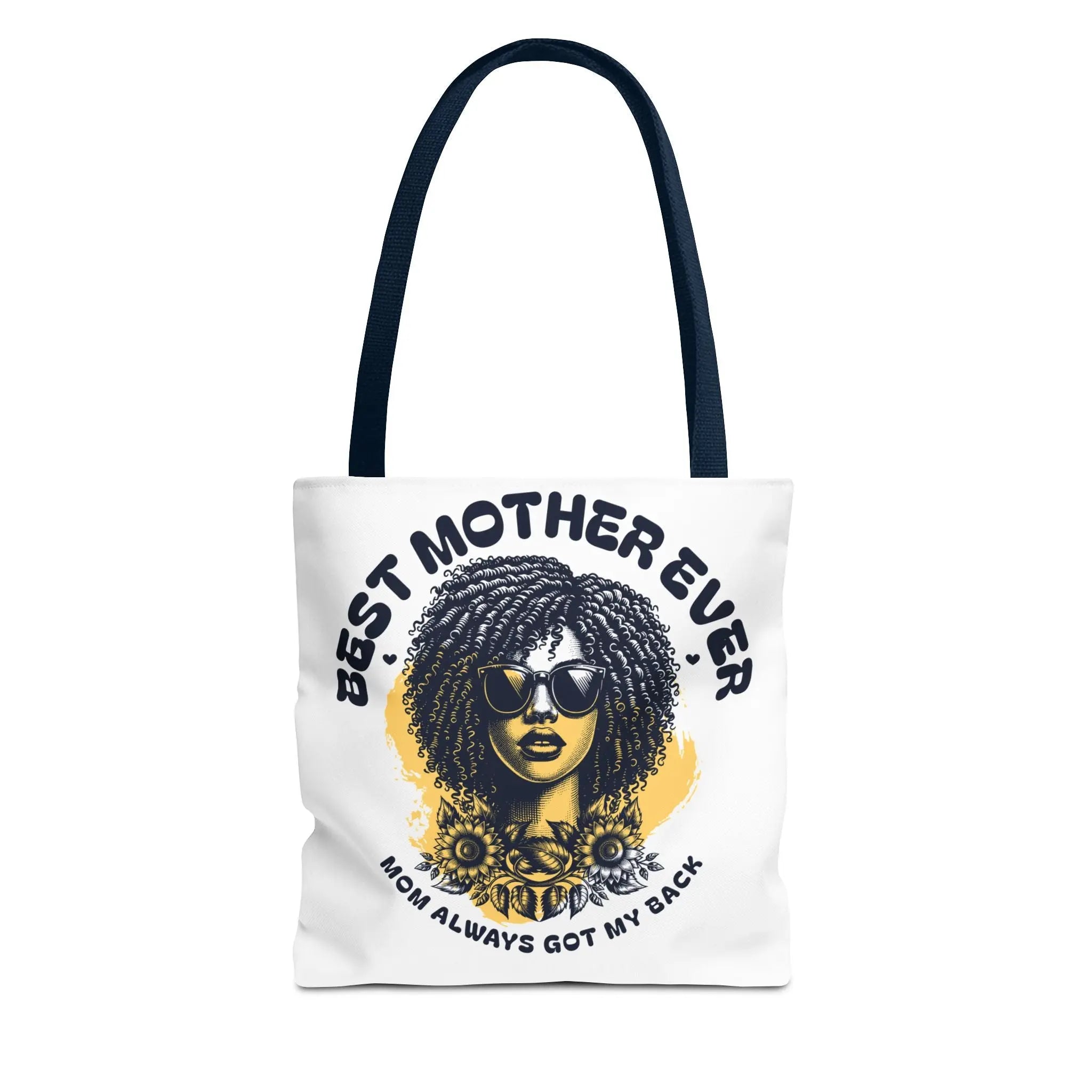 Best Mother Ever Tote Bag — "Mom Always Got My Back" Floral Afro Woman Gift Printify