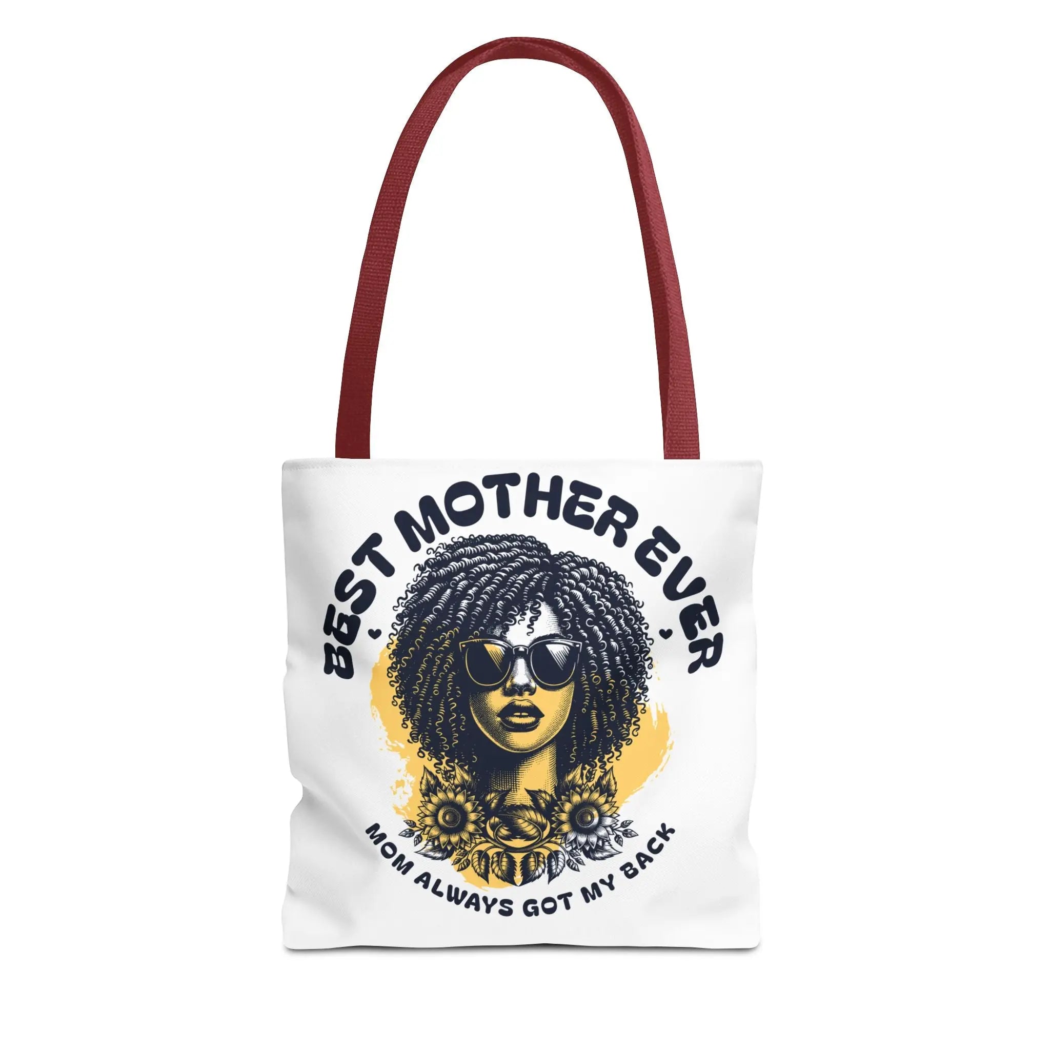 Best Mother Ever Tote Bag — "Mom Always Got My Back" Floral Afro Woman Gift Printify