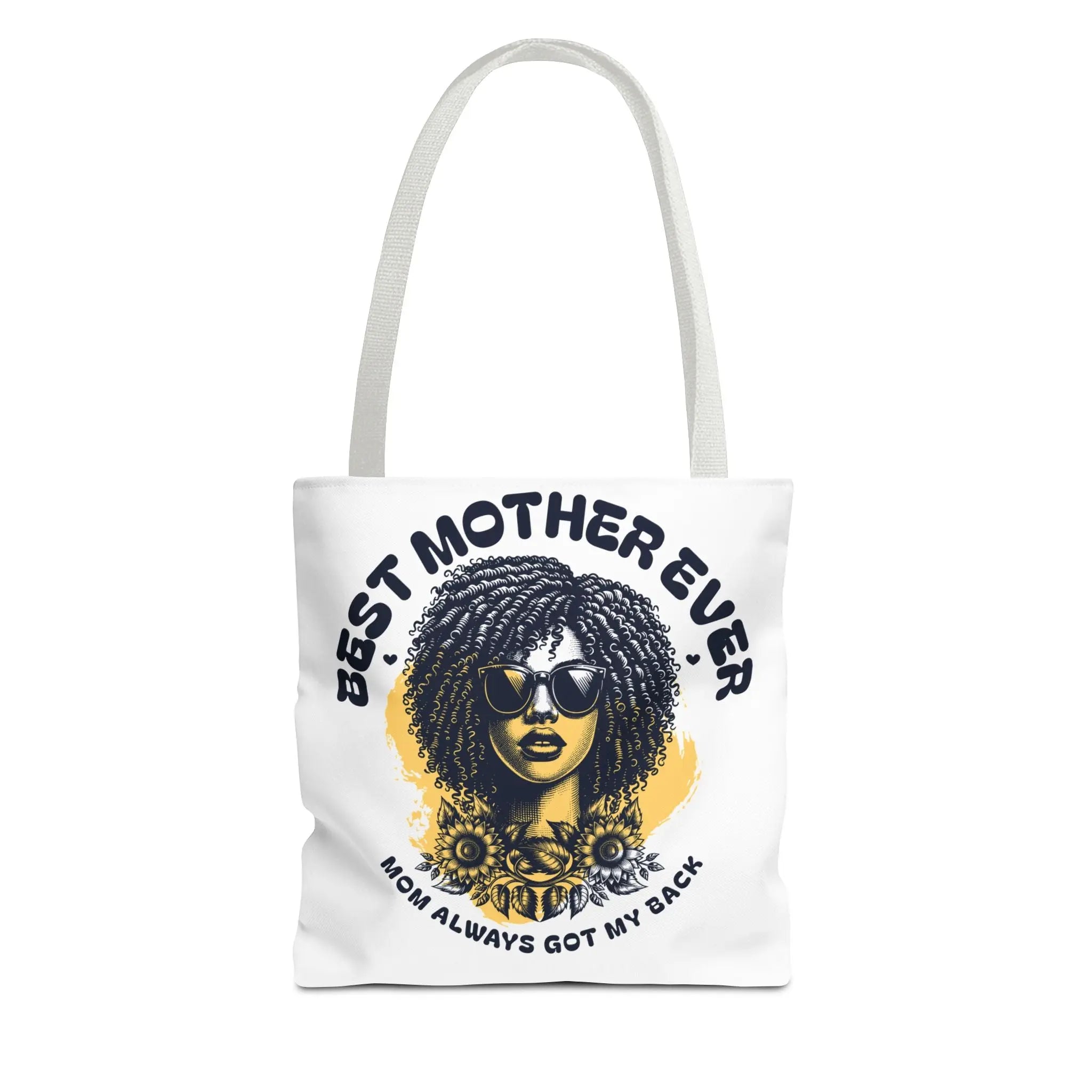 Best Mother Ever Tote Bag — "Mom Always Got My Back" Floral Afro Woman Gift Printify