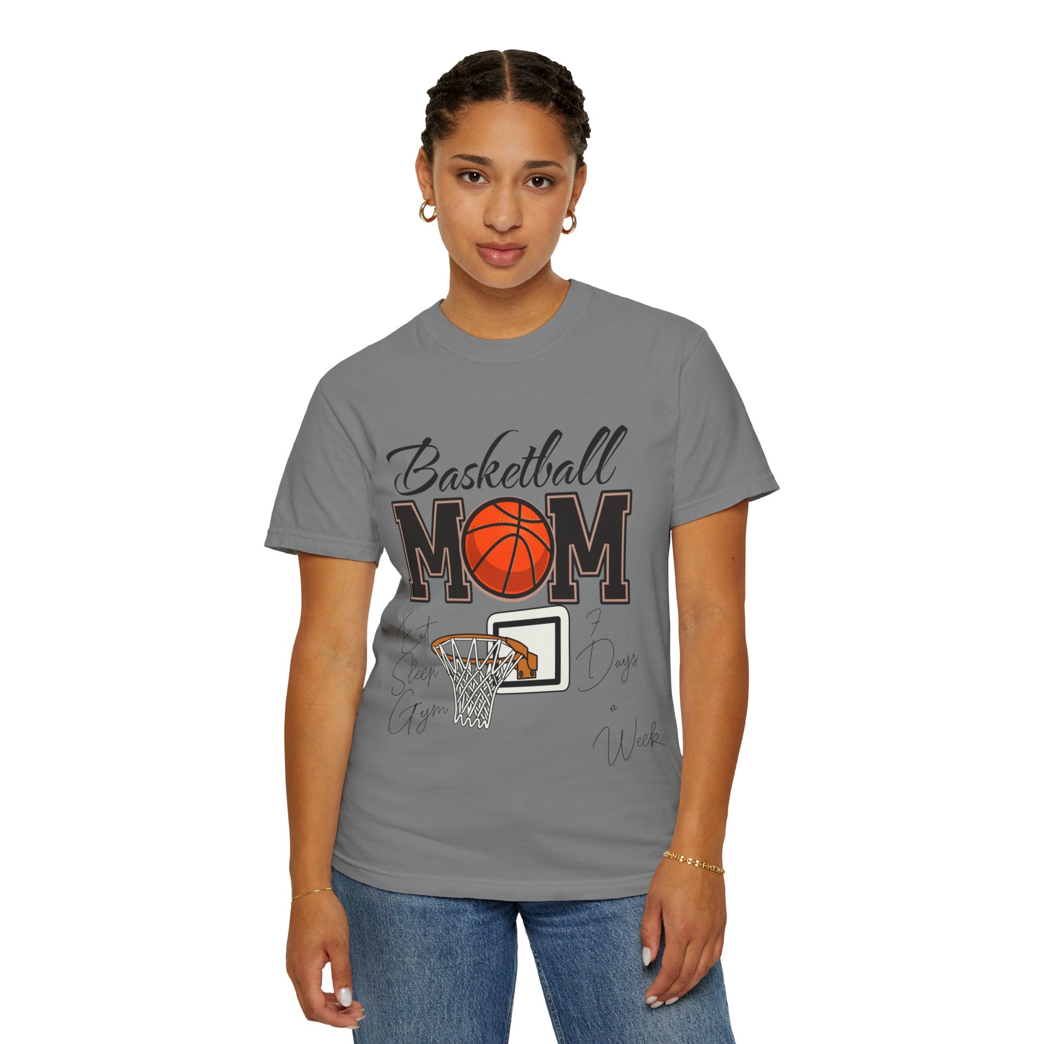 Basketball Mom T-Shirt — Graphic Basketball & Hoop Tee for Proud Moms
