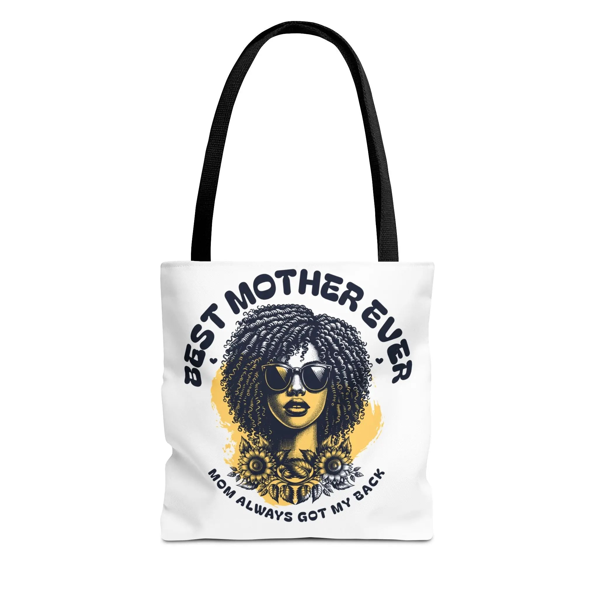 Best Mother Ever Tote Bag — "Mom Always Got My Back" Floral Afro Woman Gift Printify