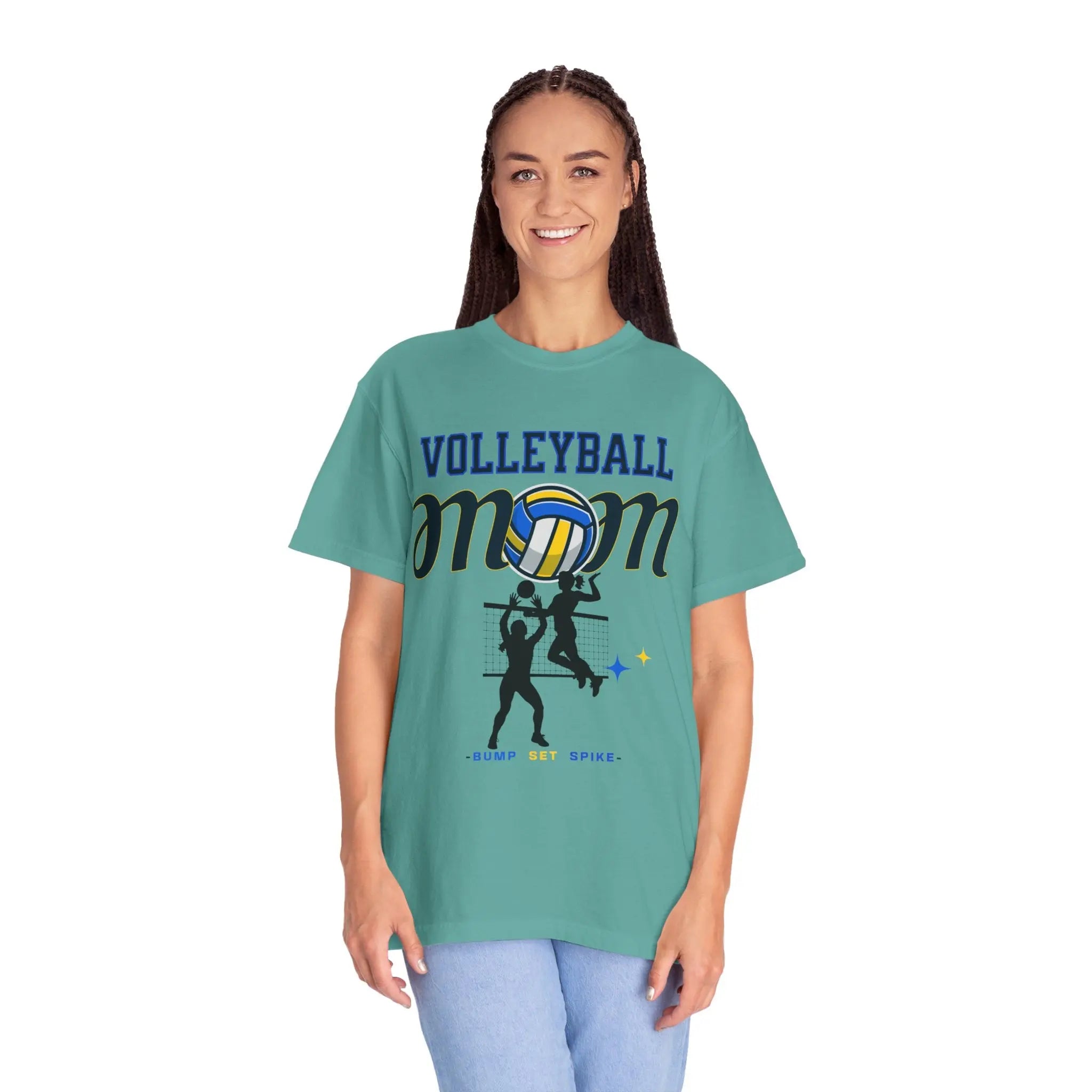 Volleyball Mom T-Shirt – Bump Set Spike Graphic Tee Printify