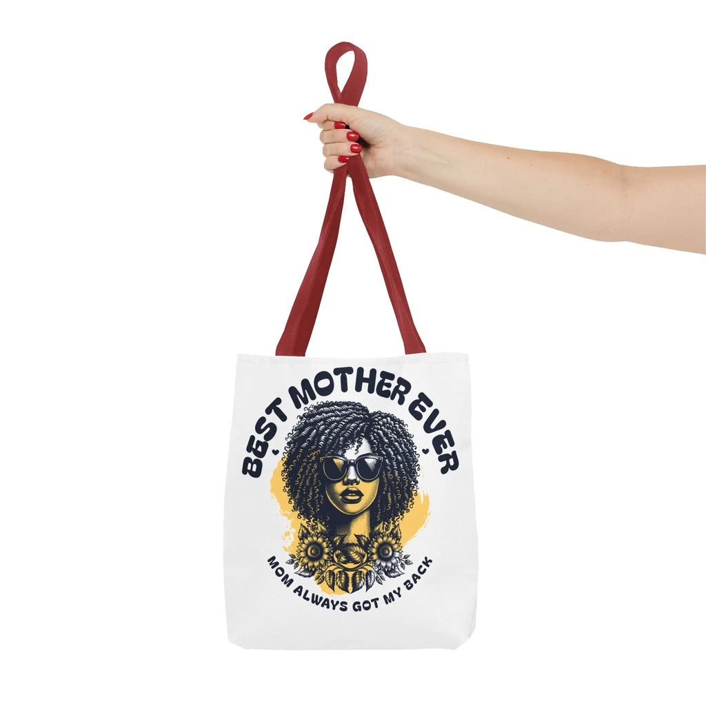 Best Mother Ever Tote Bag — "Mom Always Got My Back" Floral Afro Woman Gift Printify